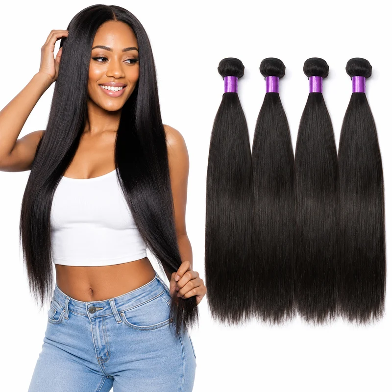 Brazilian Straight Hair Bundle 1B Human Hair Soft Wefts