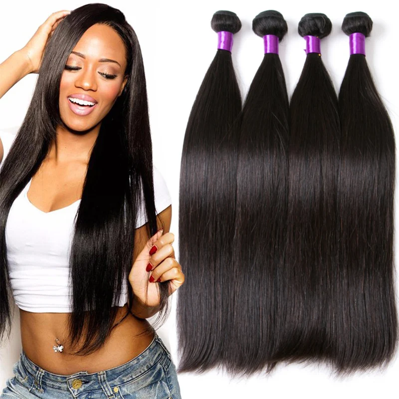 Brazilian Straight Hair Bundle 1B Human Hair Soft Wefts