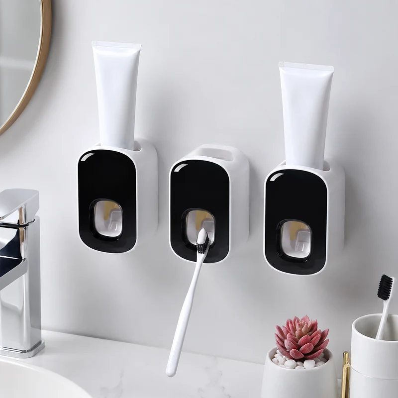 Automatic Toothpaste Dispenser Wall Holder Bathroom Set