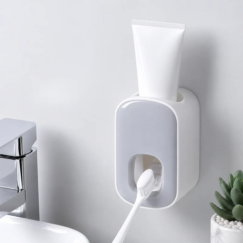 Automatic Toothpaste Dispenser Wall Holder Bathroom Set