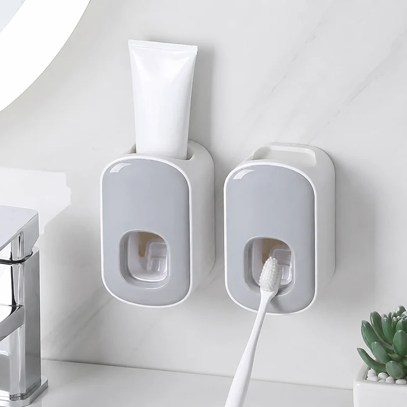 Automatic Toothpaste Dispenser Wall Holder Bathroom Set