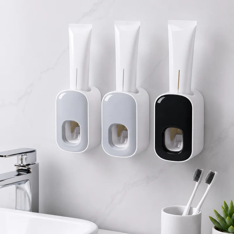 Automatic Toothpaste Dispenser Wall Holder Bathroom Set