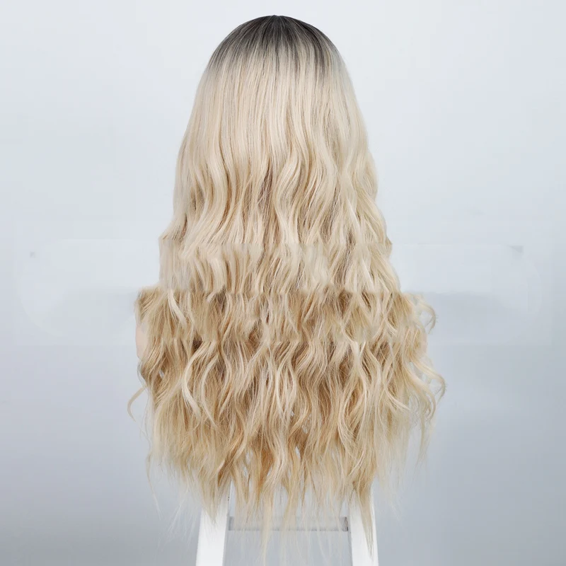 24 Inch Synthetic Curly Wig with Middle Part and Ripple