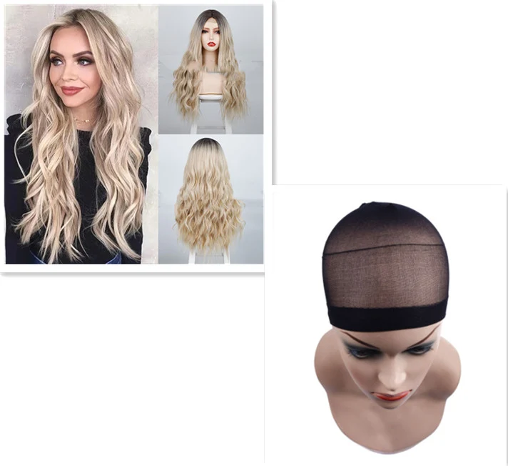 24 Inch Synthetic Curly Wig with Middle Part and Ripple