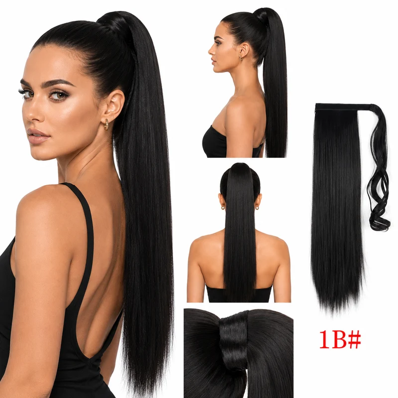 Clip In Ponytail Hair Extensions 24 Inch Straight Style