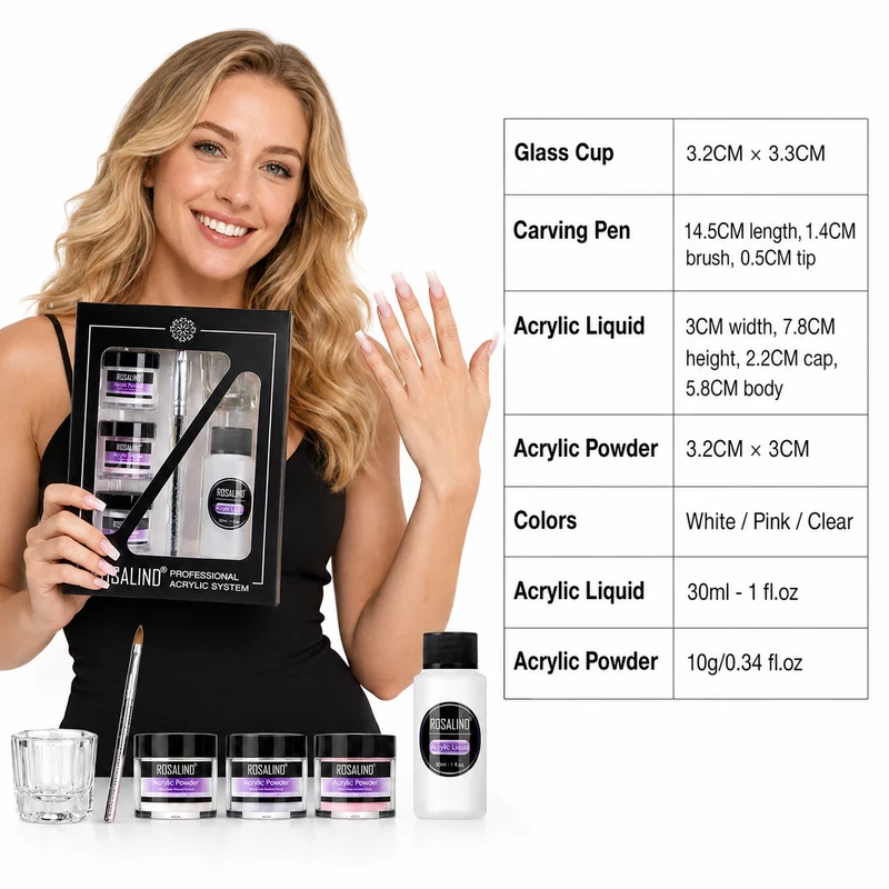 Acrylic Nail Kit for Extensions and 3D Nail Art at Home