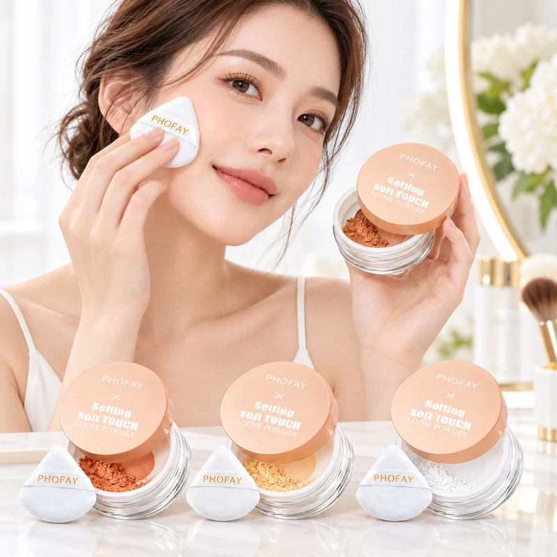 PHOFAY Loose Setting Powder - 3 Piece Set with 4 Shades
