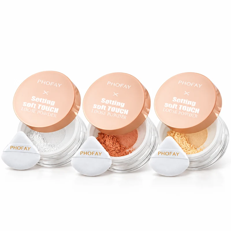PHOFAY Loose Setting Powder - 3 Piece Set with 4 Shades