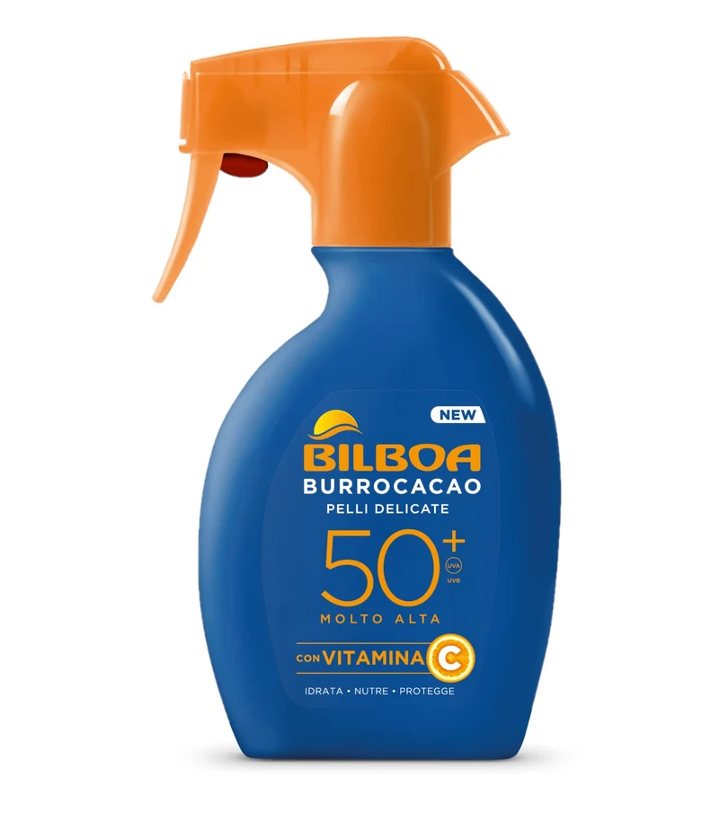 Bilboa Burrocacao Trigger Solare 200ml – Spray Solare Nutriente Profumo Cacao SPF20 SPF30 SPF50+