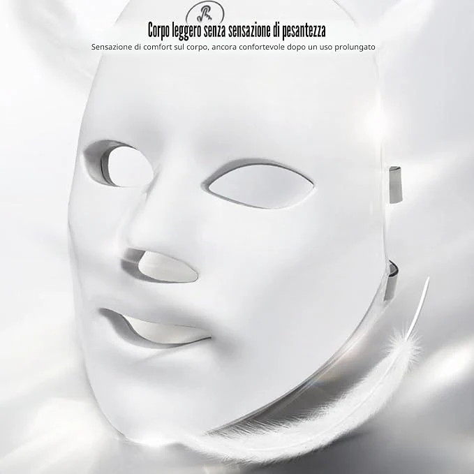 Lifting facial beauty-Maschera Facciale e per il Collo con LED a 7 Colori Senza Fili, Dispositivo di Bellezza per Ringiovanimento e Rassodamento della Pelle