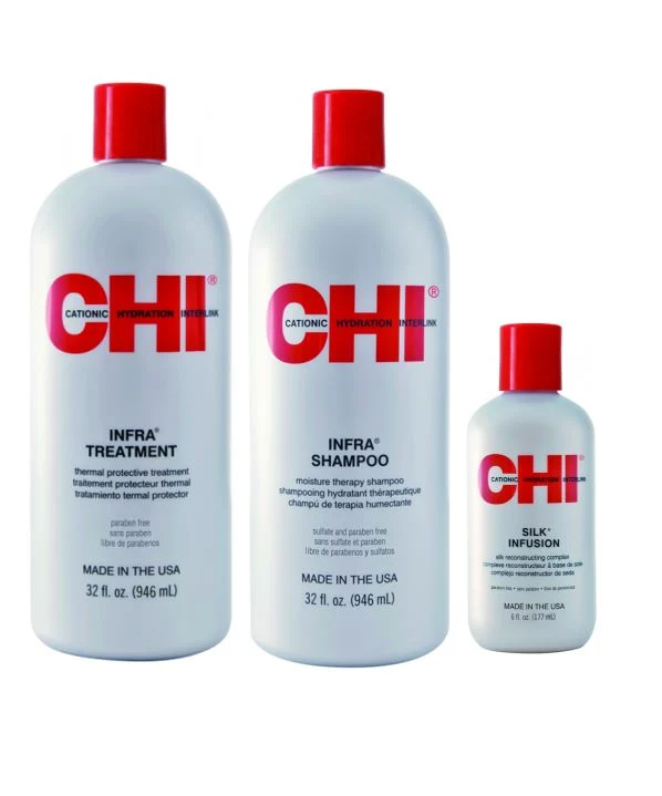CHI Infra großes SET Shampoo 946 ml + Treatment 946 ml +Silk Infusion 177 ml