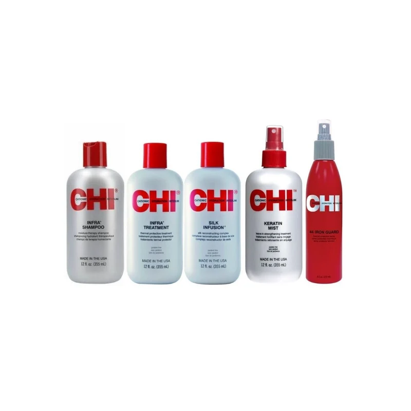 Chi SET XXL mit Infra Keratin Mist, Chi Iron Guard , Silk Infusion, infra Shampoo, Infra Treatment