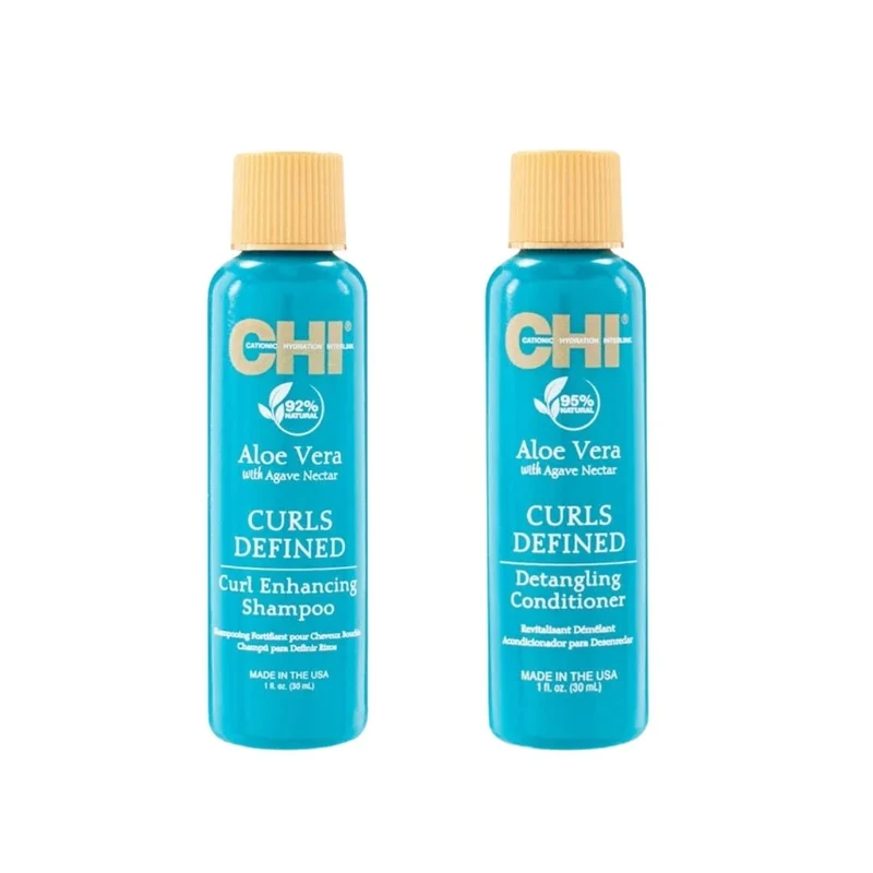 CHI Aloe Vera Curls Conditioner + Shampoo, Reiseset 2 x 30 ml