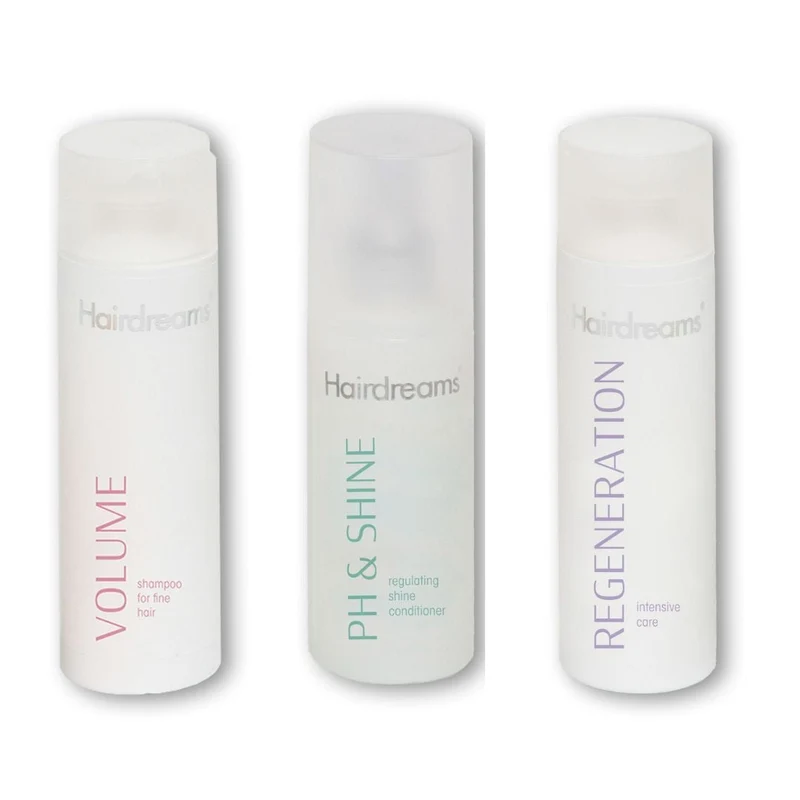 Hairdreams Set Volumen Shampoo 200 ml + Regeneration Care Pflege 200 ml + ph&shine Spray 150 ml
