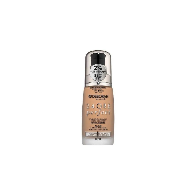 Deborah Milano 24 Ore Perfect Fondotinta Liquido con Acido Ialuronico SPF20 30 ml – Makeup Donna Idratante Lunga Tenuta
