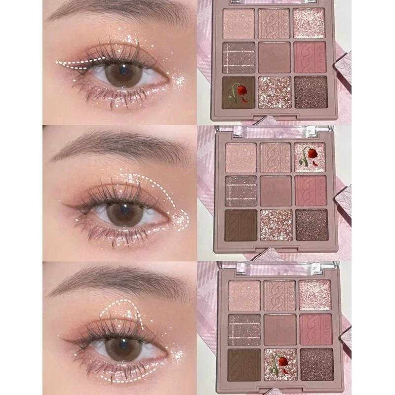 Lidschatten-Palette Glitter Pearly Eyeshadow 9-Color