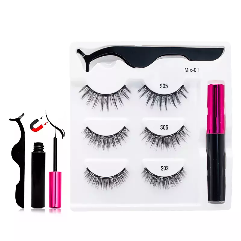 Nerz Wimpern handgefertigt mit Pinzette Make-up-Set