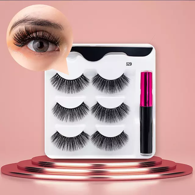 Nerz Wimpern handgefertigt mit Pinzette Make-up-Set