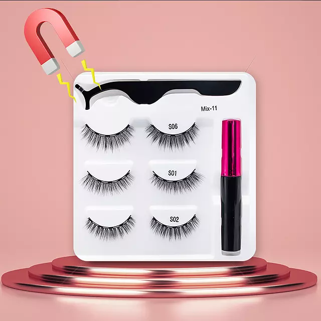 Nerz Wimpern handgefertigt mit Pinzette Make-up-Set