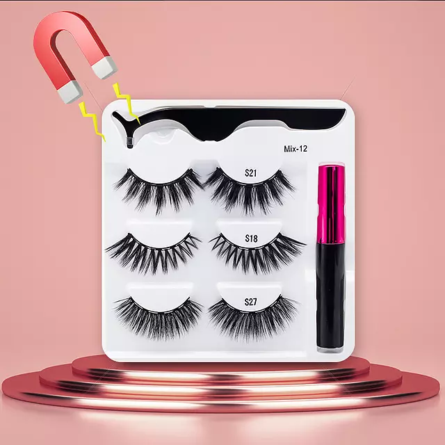 Nerz Wimpern handgefertigt mit Pinzette Make-up-Set