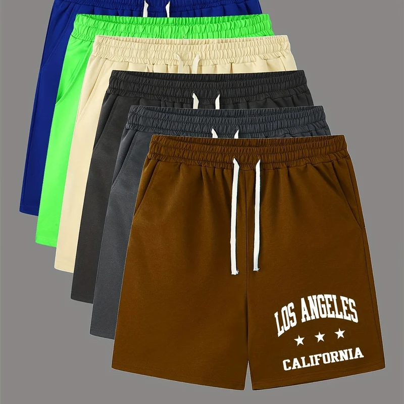 Pantaloncini Comodi Con Stampa Di Lettere, Pantaloncini Da Uomo Casual Leggermente Elasticizzati Con Coulisse In Vita Per Il Resort Estivo Sulla Spiaggia Di Pallacanestro