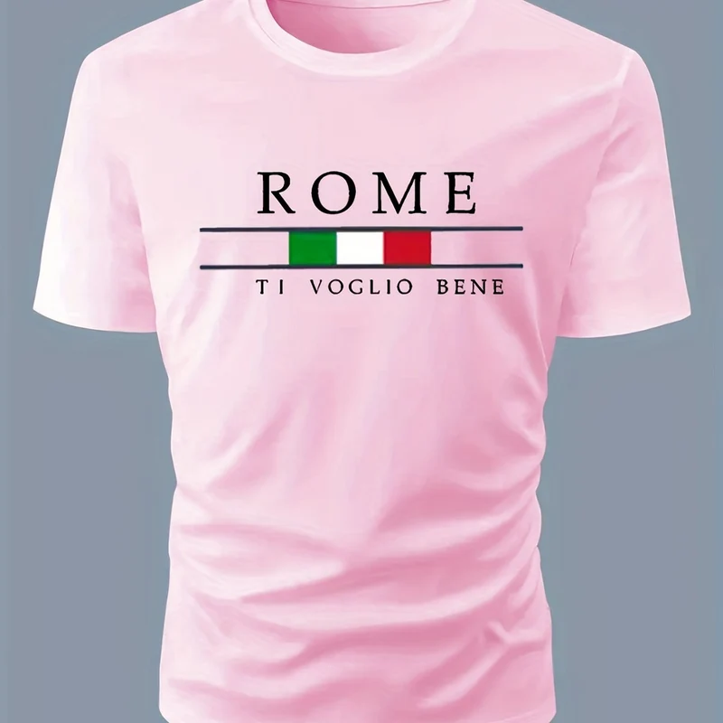 ROME Maglietta Stampata Da Uomo Per L'estate All'aperto, Eleganti Top A Girocollo Da Uomo, Regalo Per Uomini