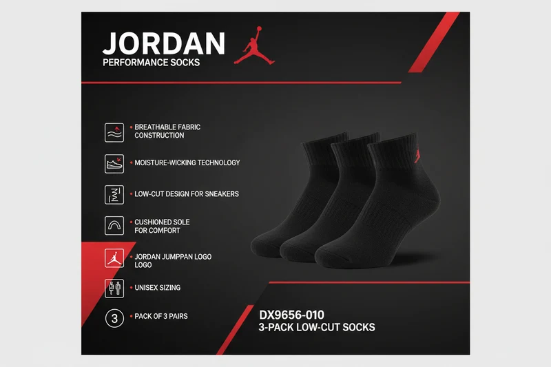 Jordan confezione da 3 paia di calze basse unisex DX9656-010 nero