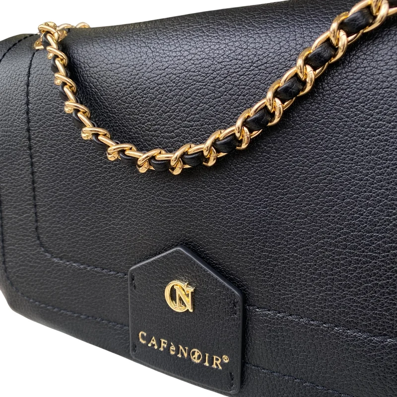 CafèNoir borsa a spalla con pattina e tracolla a catena C3ME0814 N001 nero