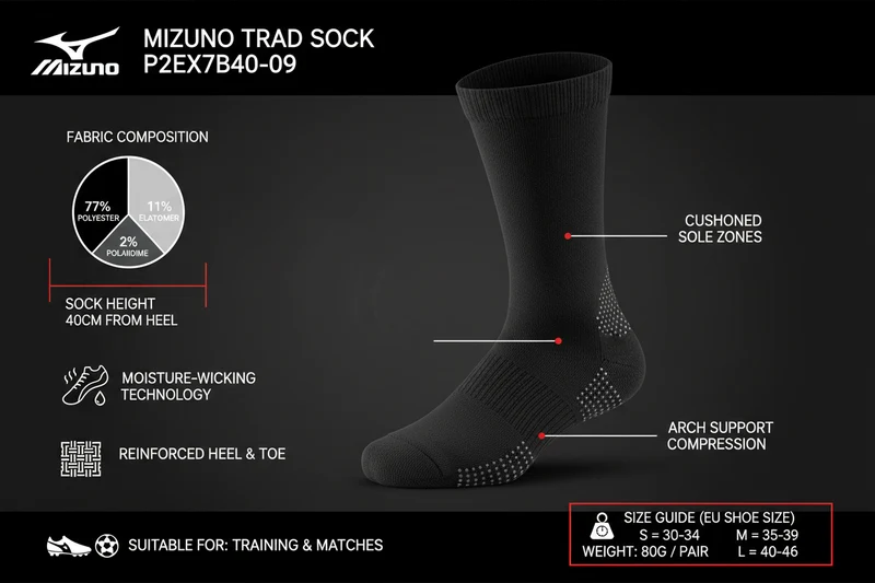 Mizuno calza da calcio Trad Sock P2EX7B40-09 nero