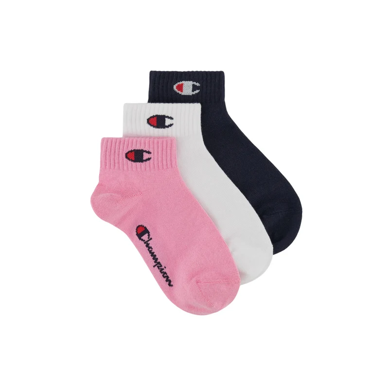 Champion 3 paia di calzini con logo C U30042 PS009 rosa-bianco-blu