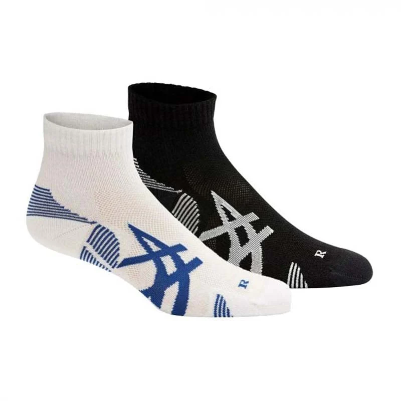 Asics Calza da corsa ammortizzante 3013A800-002 bianco e nero. Confezione da 2 paia