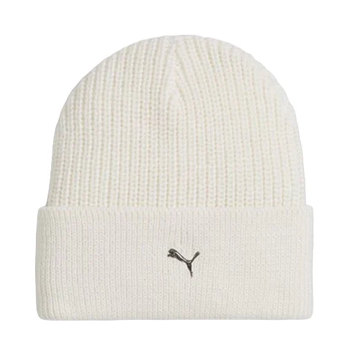 Puma cappello a cuffia a coste con logo metallico 024874-02 bianco. Taglia unica