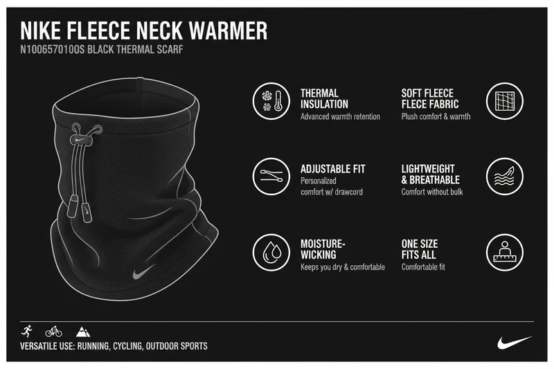 Nike Fascia scaldacollo termico in pile Fleece Neck Warmer N1000657010OS nero