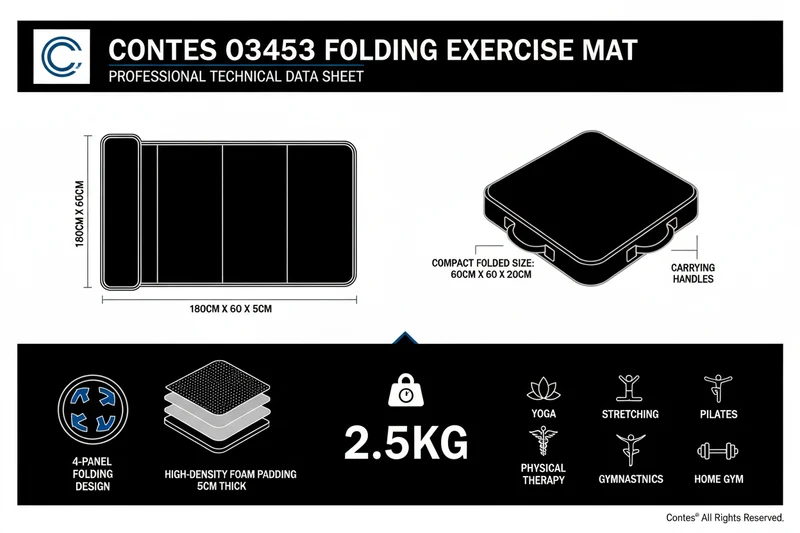 Contes Tappetino Pieghevole Imbottito 03453 - Nero Argento per Fitness e Yoga